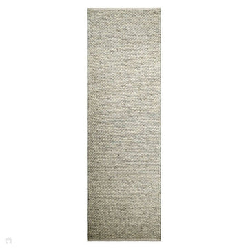 Savannah Modern Plain Mottled Beaded Pebble Chunky Hand-Woven Textured Felted Wool Yarn Looped Pile Cream/Grey Runner-Melrose-Rug Love - The Most Loved Rug Store